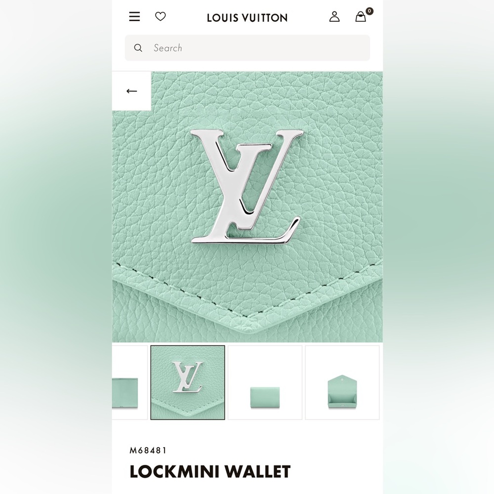 Louis Vuitton LockMini Wallet Mint Green Calf Leather Silver LV Hardware M68481 - Picture 15 of 16
